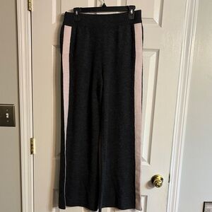 Caslon Black/Dark Gray Wide-Leg Knit Pants with Pink Side Stripe